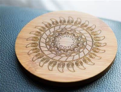 Laser engraving bamboo coaster Laser engraving bamboo coaster
